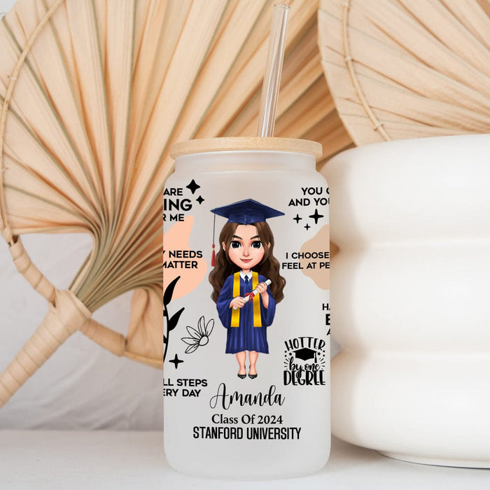 GeckoCustom Class Of 2024 Chibi Graduation Daily Reminders Glass Tumbler Personalized Gift T368 890120