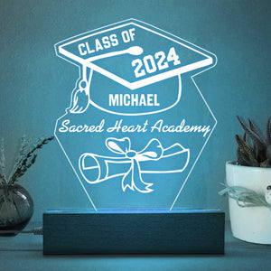 GeckoCustom Class Of 2024 Graduation Acrylic Plaque With LED Night Light N304 HN590 Acrylic / 7.9"x4.5"