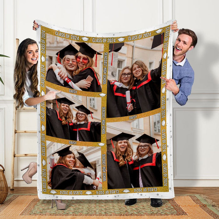 GeckoCustom Class Of Personalized Graduation Blanket, Class of 2024 Gift, HN590