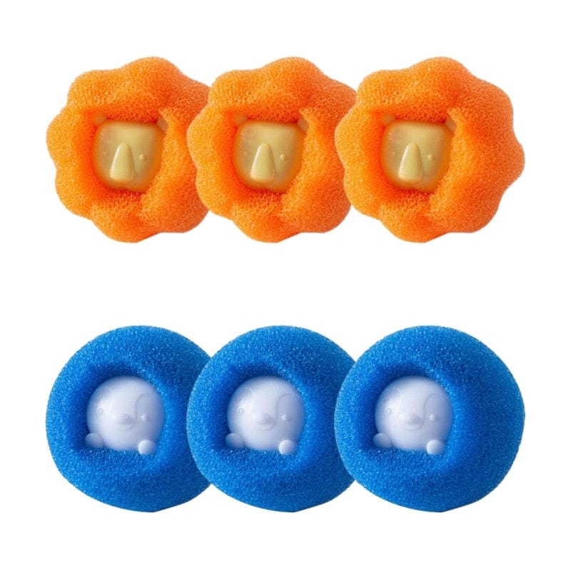 GeckoCustom Cleaning Tool Magic Laundry Ball Kit Hair Remover Pet Clothes Removes Hairs Cat and Dogs Home Household Product Dog Accessories B mixed color 6PCS