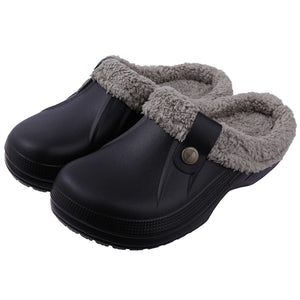 GeckoCustom Comwarm Indoor Women Warm Slippers Garden Shoes Soft Waterproof EVA Plush Slippers Female Clogs Couples Home Bedroom Fuzzy Shoes Black Brown / 35-36(8.6-8.8 inch) / China