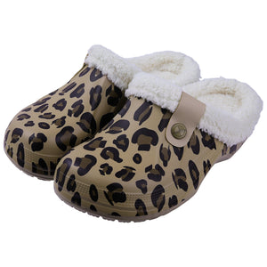 GeckoCustom Comwarm Indoor Women Warm Slippers Garden Shoes Soft Waterproof EVA Plush Slippers Female Clogs Couples Home Bedroom Fuzzy Shoes Leopard print / 35-36(8.6-8.8 inch) / China