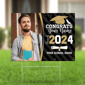 GeckoCustom Congrats Class of 2024 Custom Image Yard Sign - Graduation Day, Senior Gift 889869