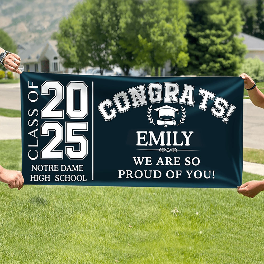 Abschlussbanner „Congrats Class Of 2025“ – Glitzer-Banner Vorbespannt Ca. 3m Für High School & College Party