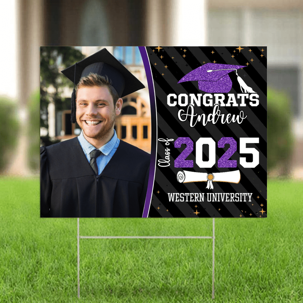 Personalized Graduation Yard Sign 2025 With Photo, 2025 Senior Grad Si Class Of 2025 Custom Graduation 2025 Yard Sign With Metal H Stake 372870007
