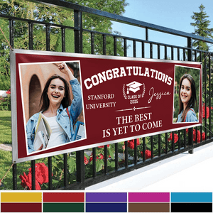 GeckoCustom Congratulations Graduation Banner with 2 Pictures HA75 888885