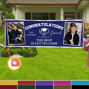 GeckoCustom Congratulations Graduation Banner with 2 Pictures HA75 888885