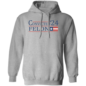 GeckoCustom Convicted Felon 24 With America Flag Bright Shirt HO82 890850 Pullover Hoodie / Sport Grey / S