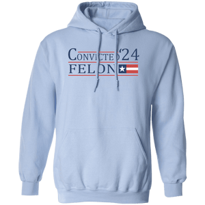 GeckoCustom Convicted Felon 24 With America Flag Bright Shirt HO82 890850 Pullover Hoodie / Light Blue / S