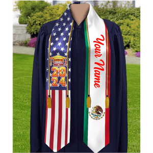 GeckoCustom Country Flag Class of 2024 Stoles Sash, Graduation Gift, Senior Gift K228 888875 6x72 inch