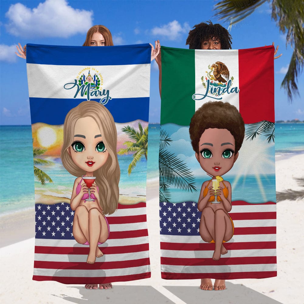 Country Flag Summer Girl Hawaiian Beach Towel N369 888515