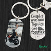 GeckoCustom Couples Who Ride Together Couple Metal Keychain HN590