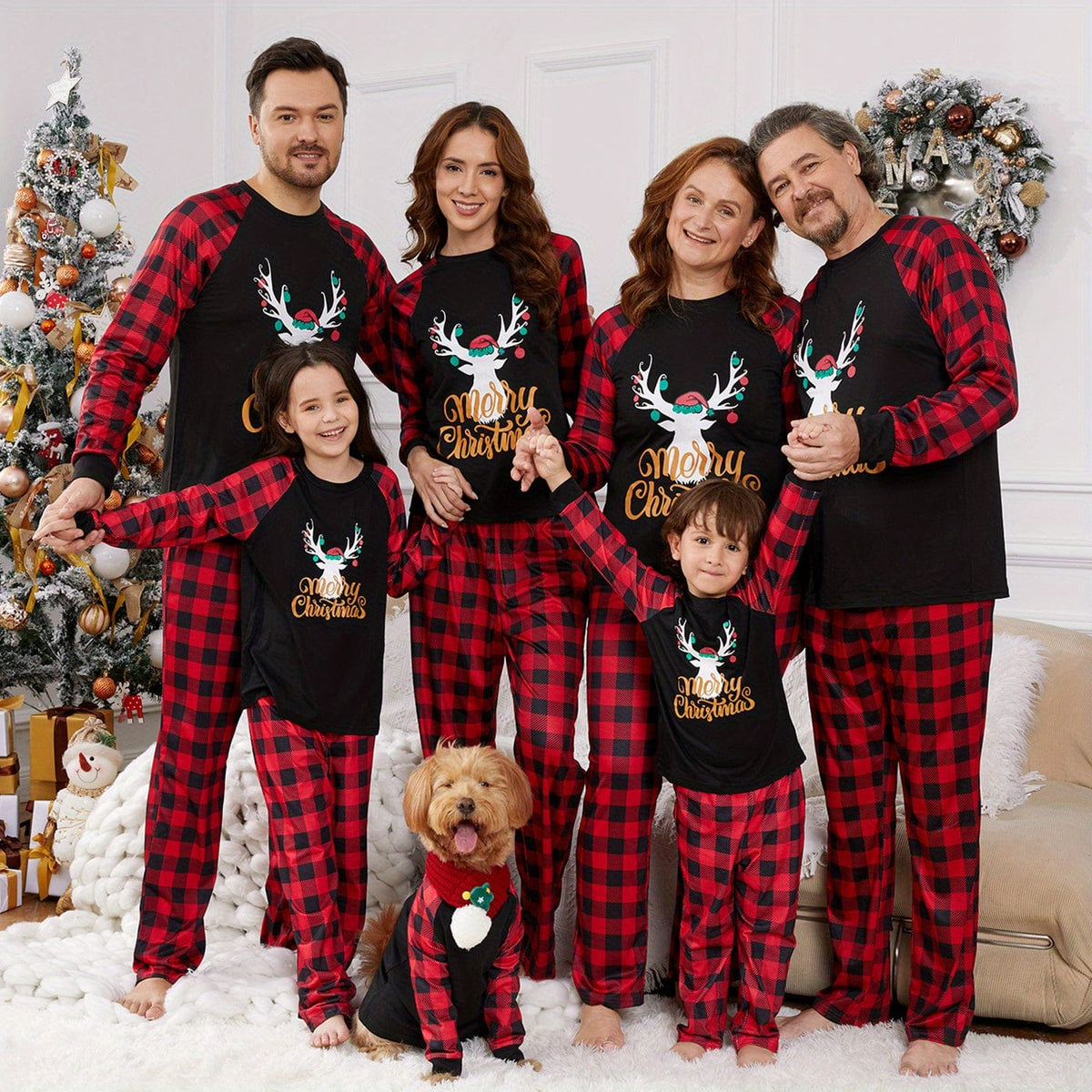 GeckoCustom Cozy Family Matching Crew Neck Long Sleeve Sets Christmas Gift HA75