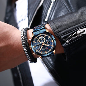 GeckoCustom CURREN Men Watch Top Brand Luxury Sports Quartz Mens Watches Full Steel Waterproof Chronograph Wristwatch Men Relogio Masculino