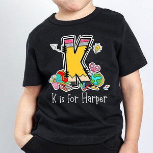 GeckoCustom Custom Alphabet Kid Boy Name For School Bundle Back To School Kid Size Shirt Personalized Gift HO82 891182