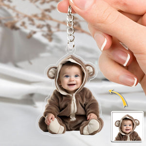 GeckoCustom Custom Baby Photo Family Acrylic Keychain TH10 892325 60mmW x 40mmH