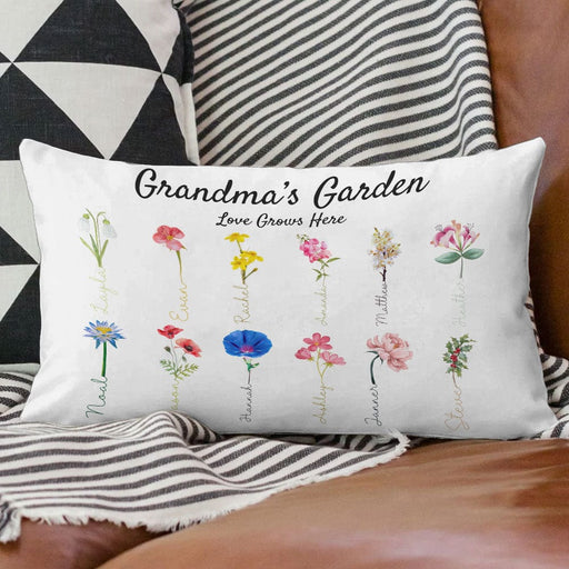 GeckoCustom Custom Birth Flower Grandma's Garden Family Medium Pillow Personalized Gift DA199 890262