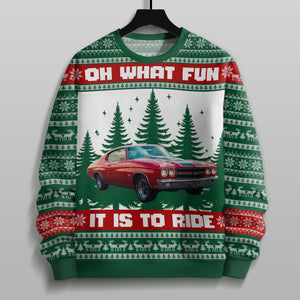 GeckoCustom Custom Car Photo Oh What Fun It Is To Ride For Men, Car Lovers Sweater HA75 891879