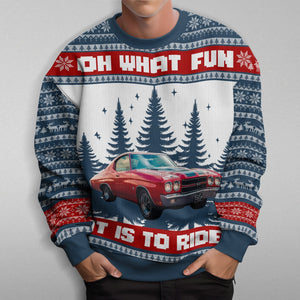 GeckoCustom Custom Car Photo Oh What Fun It Is To Ride For Men, Car Lovers Sweater HA75 891879