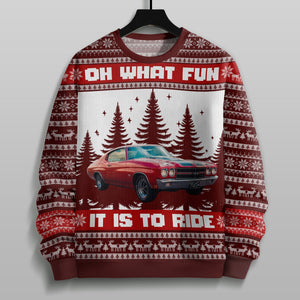 GeckoCustom Custom Car Photo Oh What Fun It Is To Ride For Men, Car Lovers Sweater HA75 891879