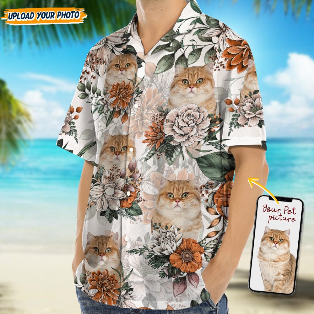 Personalized Photo Upload Cat Men's Hawaiian Shirt, N304 888310