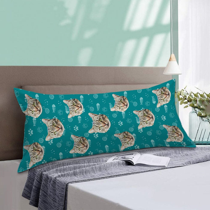 GeckoCustom Custom Cat Face Photo With Colorful Background Rectangle Pillow Case TA29 890158