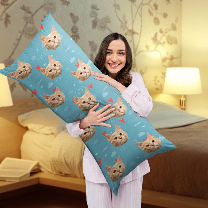 GeckoCustom Custom Cat Face Photo With Colorful Background Rectangle Pillow Case TA29 890158