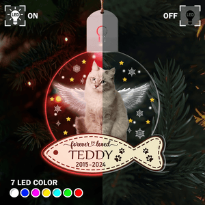 GeckoCustom Custom Cat Photo Christmas Gift Memorial Led Acrylic Ornament HO82 893310 3 inches