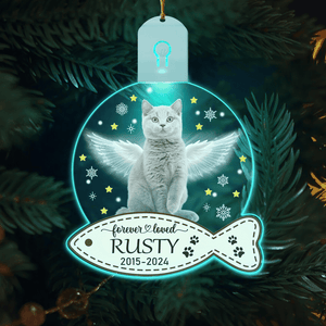 GeckoCustom Custom Cat Photo Christmas Gift Memorial Led Acrylic Ornament HO82 893310 3 inches