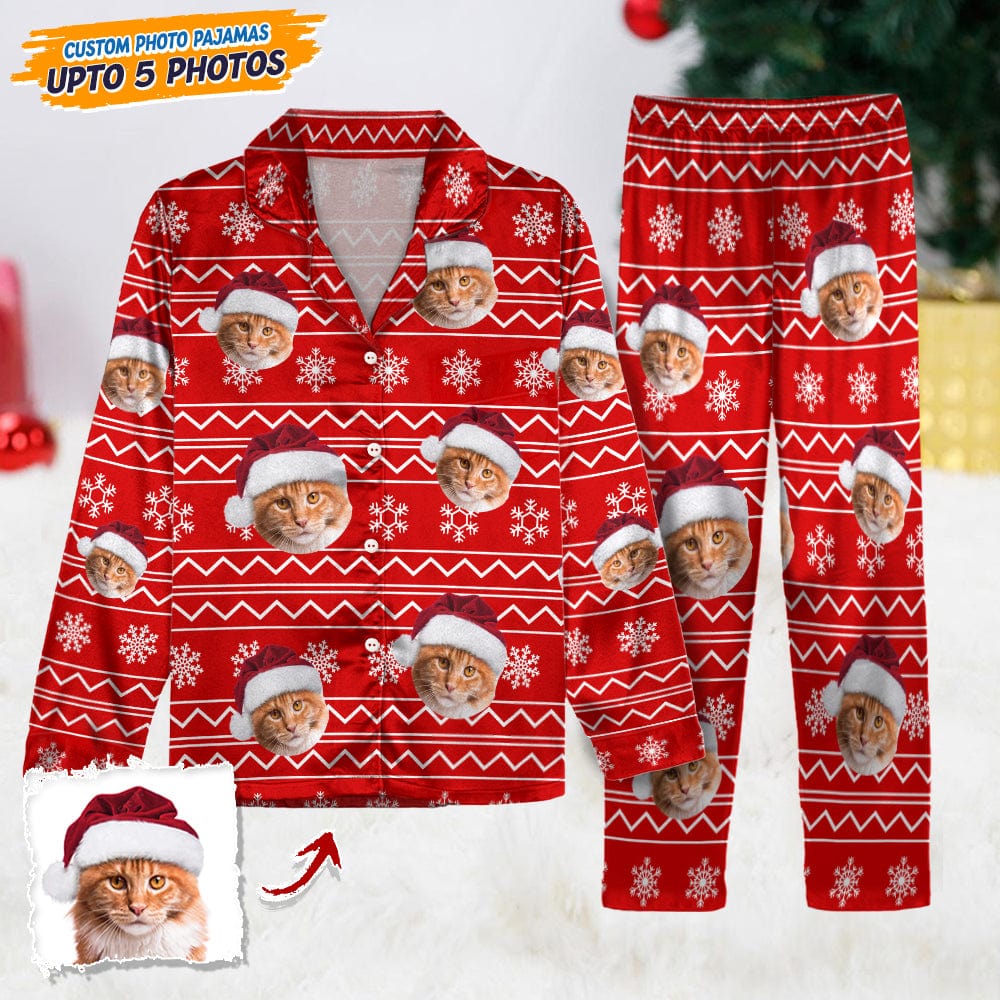 Custom Cat Photo Christmas Pajamas TA29 888665 GeckoCustom