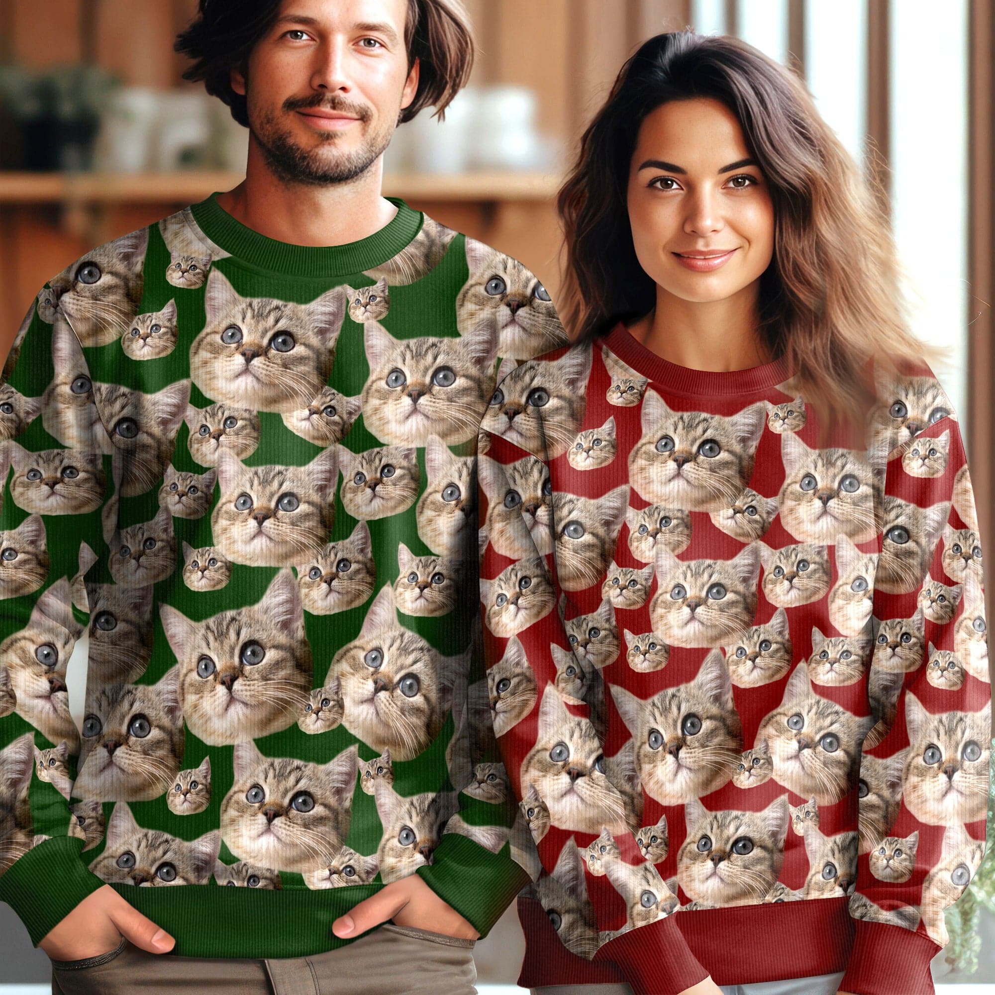 GeckoCustom Custom Cat Photo Family Ugly Sweater For Cat Lovers N304 HA75 891502