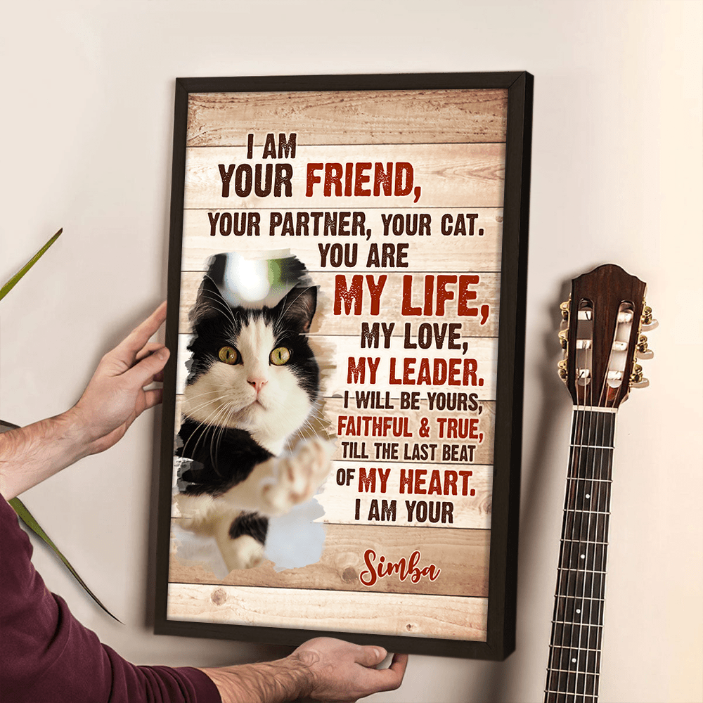 GeckoCustom Custom Cat Photo I am Your Cat Poster Canvas Picture Frame Gift For Cat Lovers CH07 895200