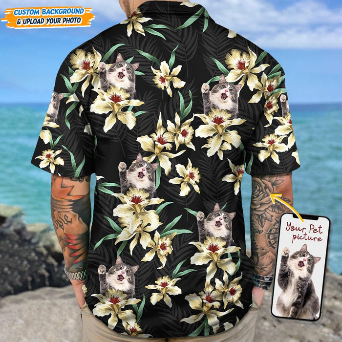 GeckoCustom Custom Cat Photo Lily Flowers Design Hawaii Shirt N304 test_arena