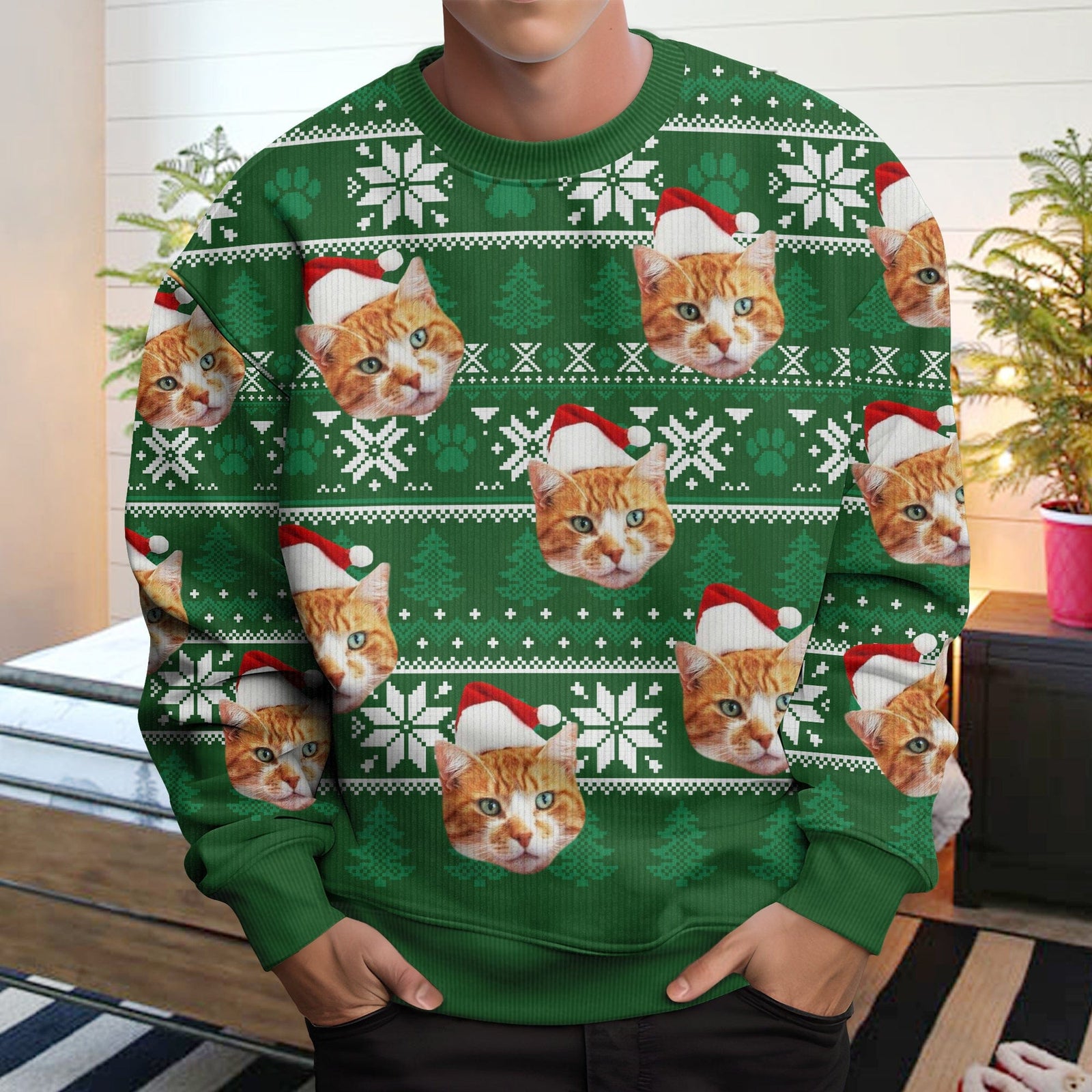 GeckoCustom Custom Cat Photo May Your Christmas Be Furry And Bright Ugly Sweatshirt HO82 891821