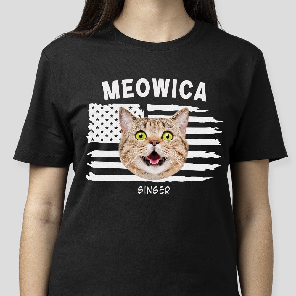 GeckoCustom Custom Cat Photo Meowica Dark Shirt N304 889334