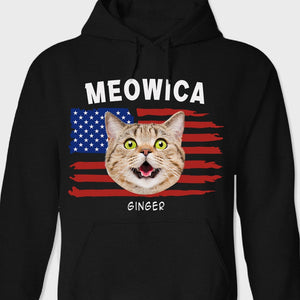 GeckoCustom Custom Cat Photo Meowica Dark Shirt N304 889334 Pullover Hoodie / Black Colour / S
