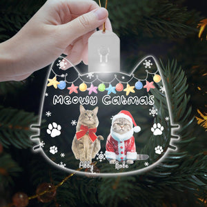 GeckoCustom Custom Cat Photo Meowy Catmas Led Light Ornament Funny Gift For Cat Lovers HO82 67072 3 inches