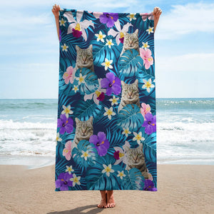 GeckoCustom Custom Cat Photo Tropical Style Beach Towel N304 890388 30"x60"