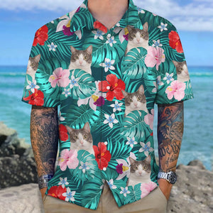 GeckoCustom Custom Cat Photo Tropical Style Hawaii Shirt TA29 889467