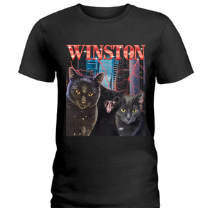 GeckoCustom Custom Cat Photo With Gradient Text Vintage Retro Shirt K228 889825 Premium Tee (Favorite) / P Black / S