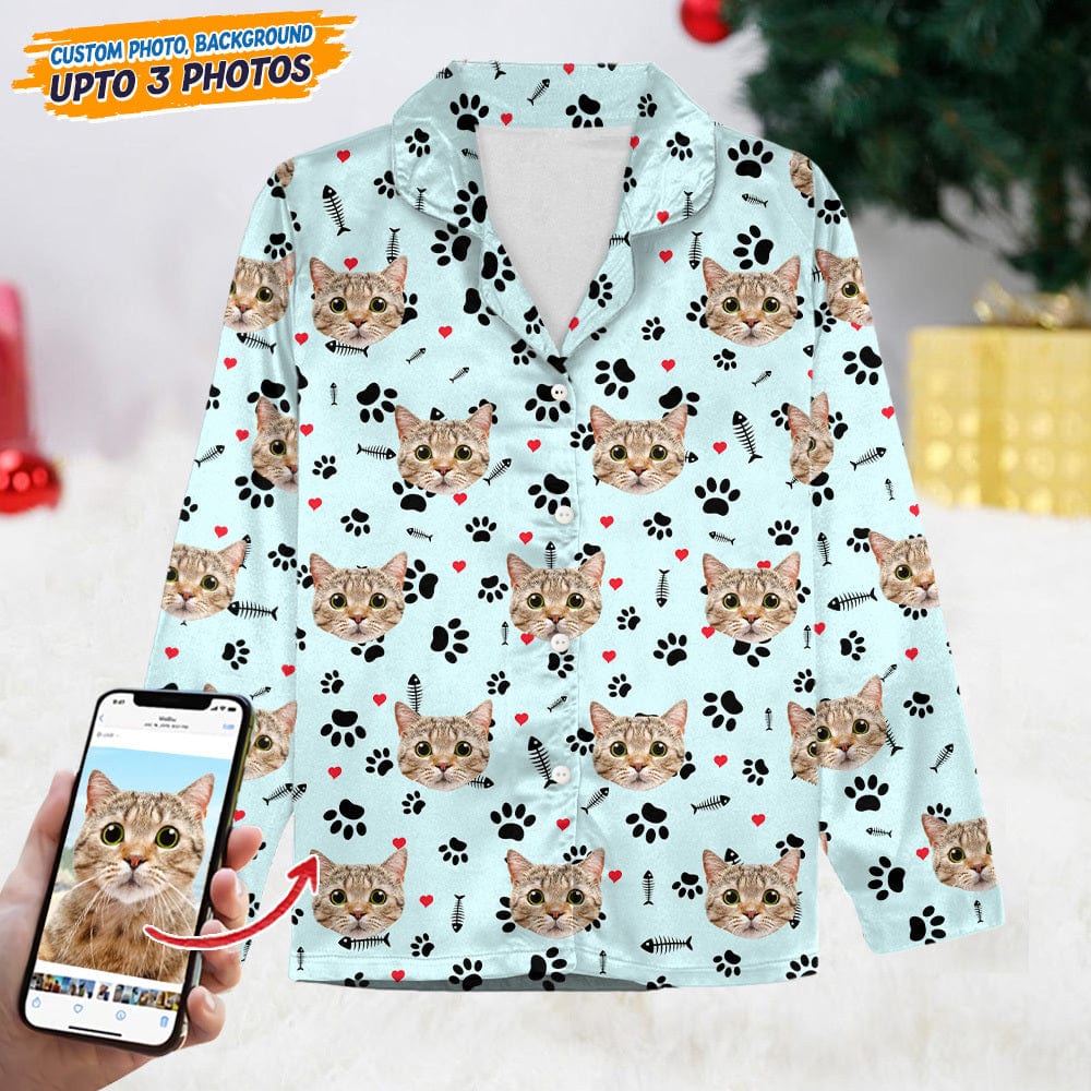 GeckoCustom Custom Cat Photo With Icon Decoration Pajamas N304 HN590 For Kid / Only Shirt / 3XS