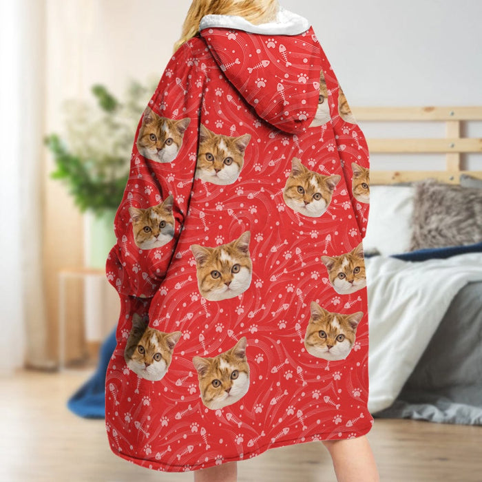 GeckoCustom Custom Cat Photo With Tie Dye Background Hoodie Blanket N304 889368