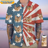 GeckoCustom Custom Cat Photo With Us Flag Hawaii Shirt N304 889230