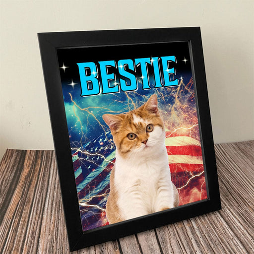 GeckoCustom Custom Cat Portrait Photo With Retro Style Picture Frame TA29 889632 8"x10"