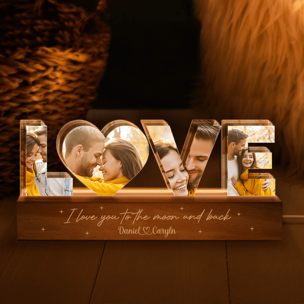 GeckoCustom Custom Couple Photo Collage I Love You Couple LED Night Light HA75 891790