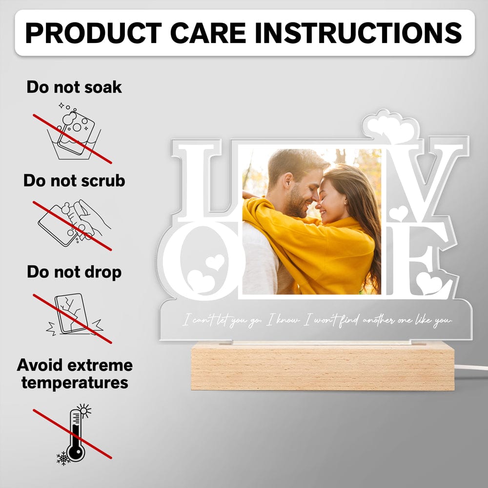 GeckoCustom Custom Couple Photo I Can't Let You Go Acrylic Plaque LED Night Light LM32 893067 Acrylic / 7.9"x4.5"