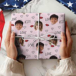 GeckoCustom Custom Couple Photo Love And Kiss Wrapping Paper For Valentine Gift TH10 892183