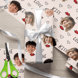 GeckoCustom Custom Couple Photo Love And Kiss Wrapping Paper For Valentine Gift TH10 892183