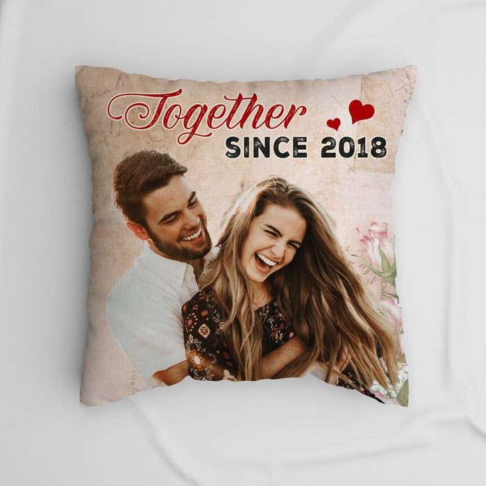 GeckoCustom Custom Couple Photo Together Since For Valentine's Day Pillow N304 890016
