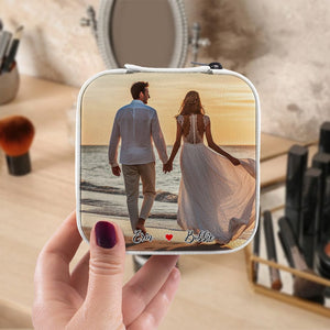 GeckoCustom Custom Couple Photo With Name Christmas Personalized Gift Travel Jewelry Box TH10 892047 10*9.5*5cm / PU Leather & Pearl Velvet